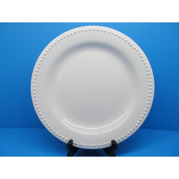 Pottery Barn Emma  Off White 11 1/8" Beaded Rim Dinner Plate Portugal - Picture 1 of 8